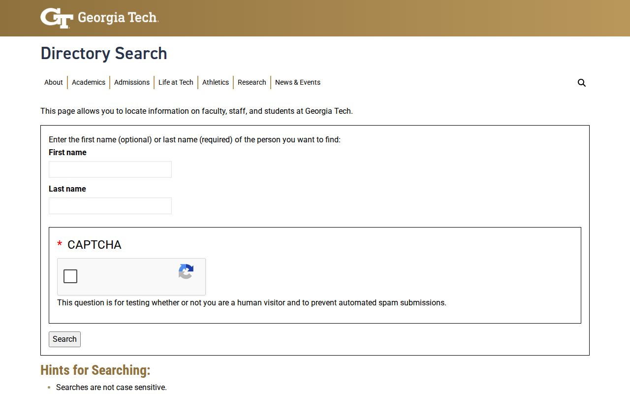 Pooler people directories research using the Georgia Tech directory
