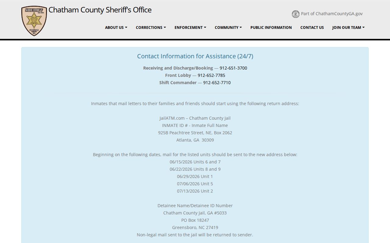 Pooler people search Chatham inmate information