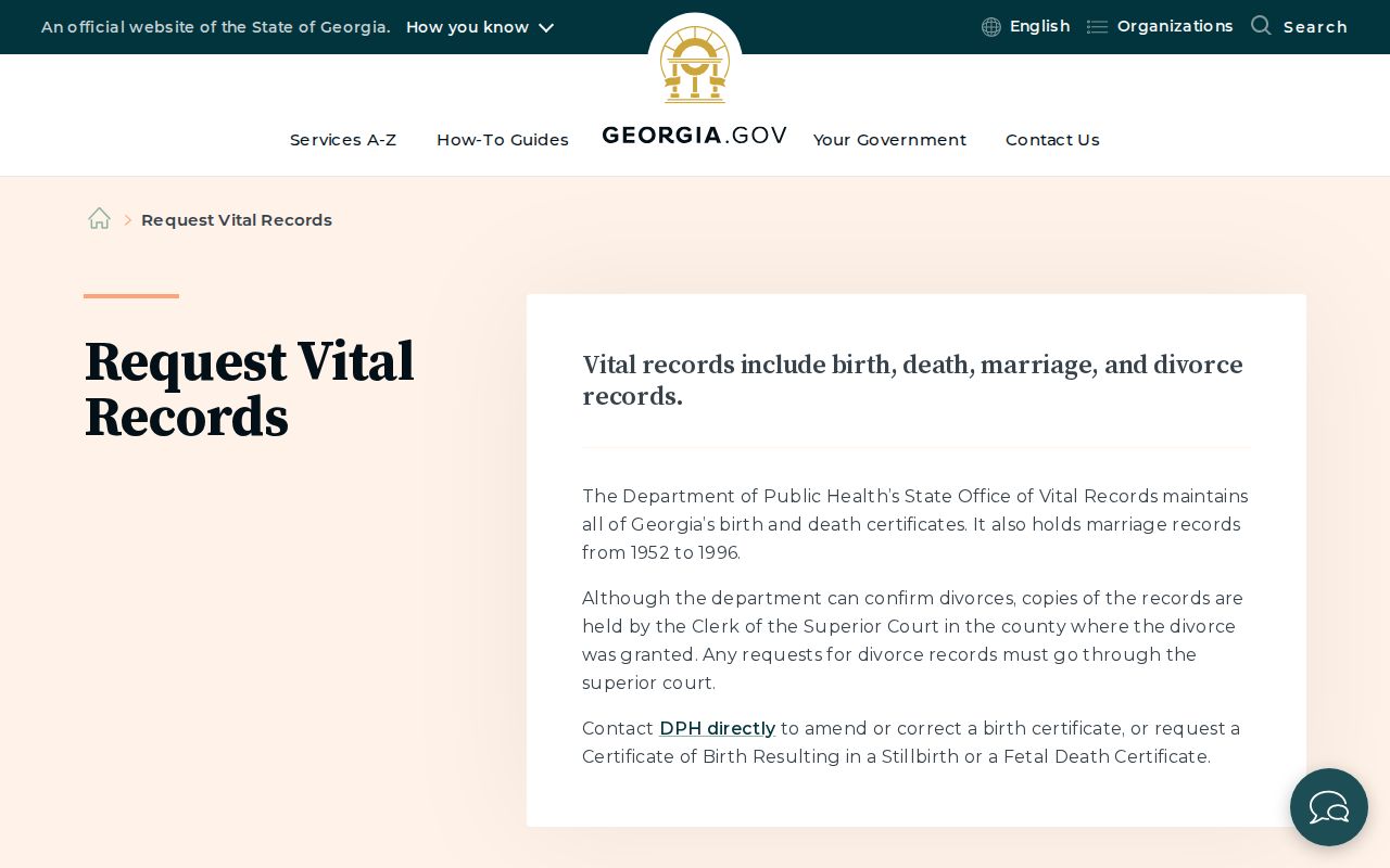 Pooler public records request methods for Georgia vital certificates