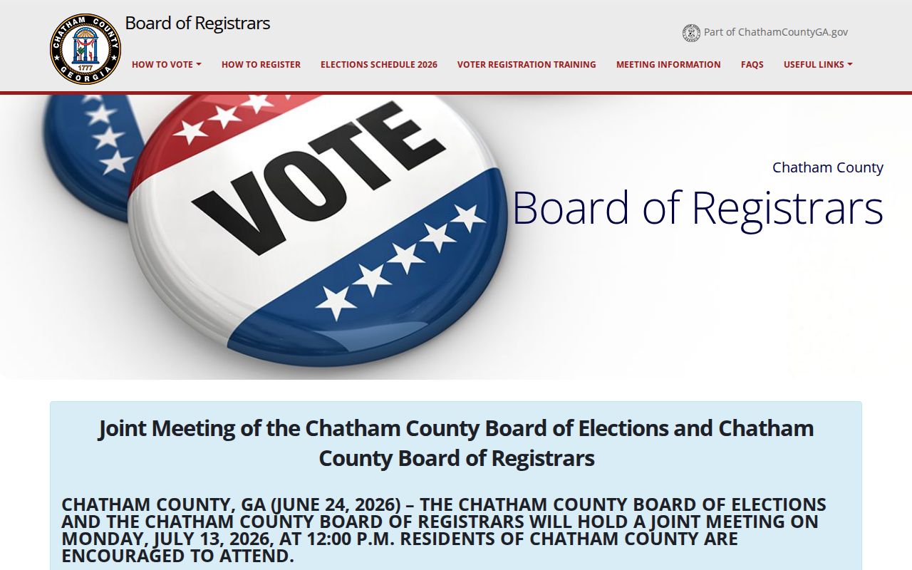 Pooler voter registration records on the Chatham County voter office page